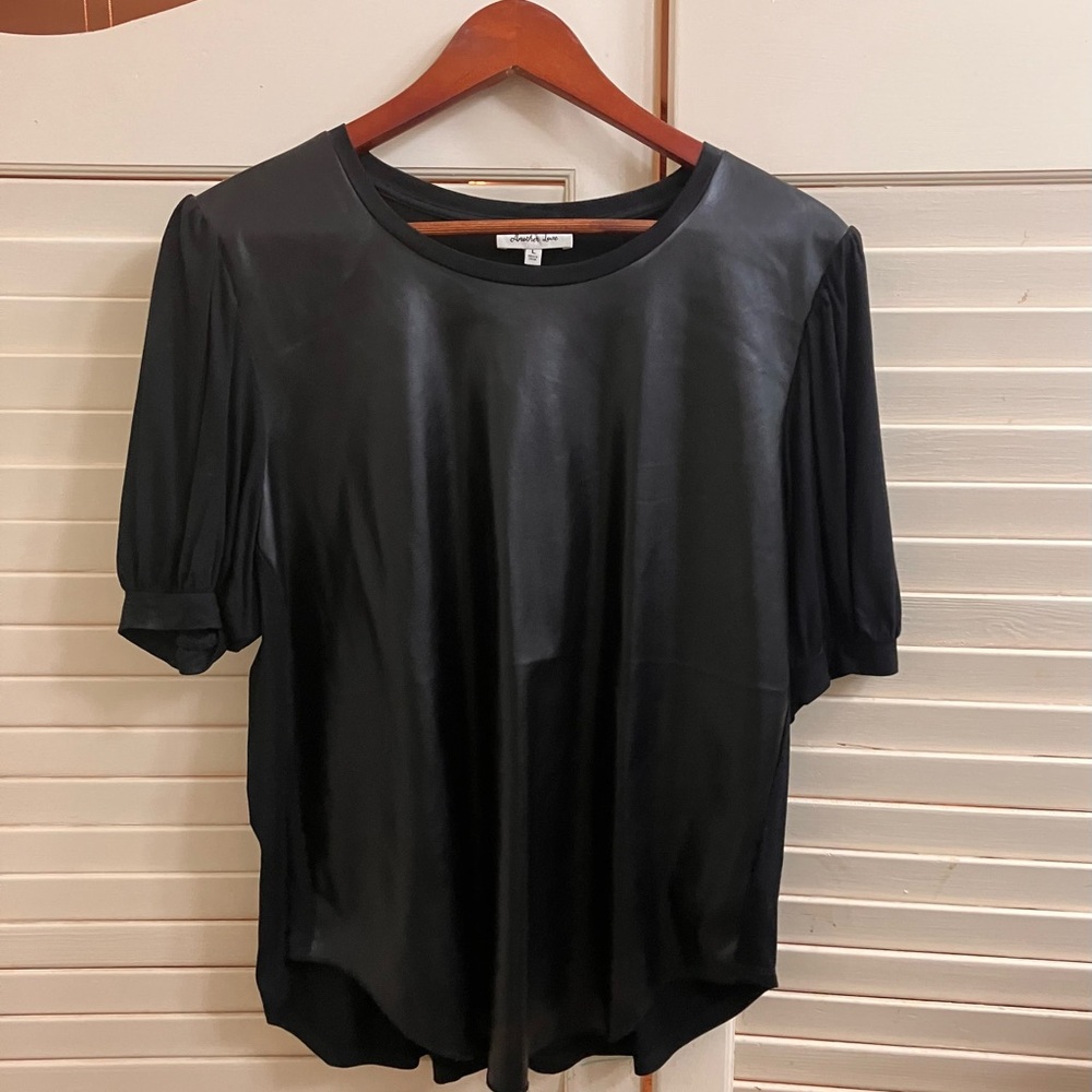 PU leather front western shirt.